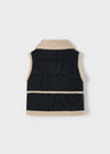 Girls Black Sherpa - Trim Vest