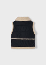 Girls Black Sherpa - Trim Vest
