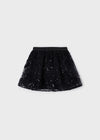 Girl's Black Tulle Skirt with Sequins