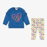 Girls Blue Cotton Heart Leggings Set (Agatha Ruiz de la Prada)