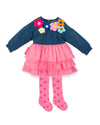 Girls Blue Cotton & Pink Tulle Dress (Agatha Ruiz de la Prada)