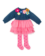 Girls Blue Cotton & Pink Tulle Dress (Agatha Ruiz de la Prada)