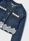 Girls Blue Denim & Lace Jacket