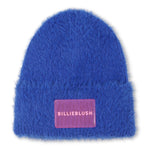 Girls Blue Faux Fur Knit Hat