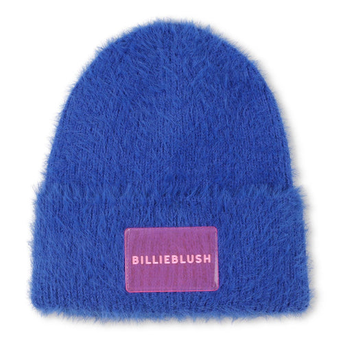Girls Blue Faux Fur Knit Hat