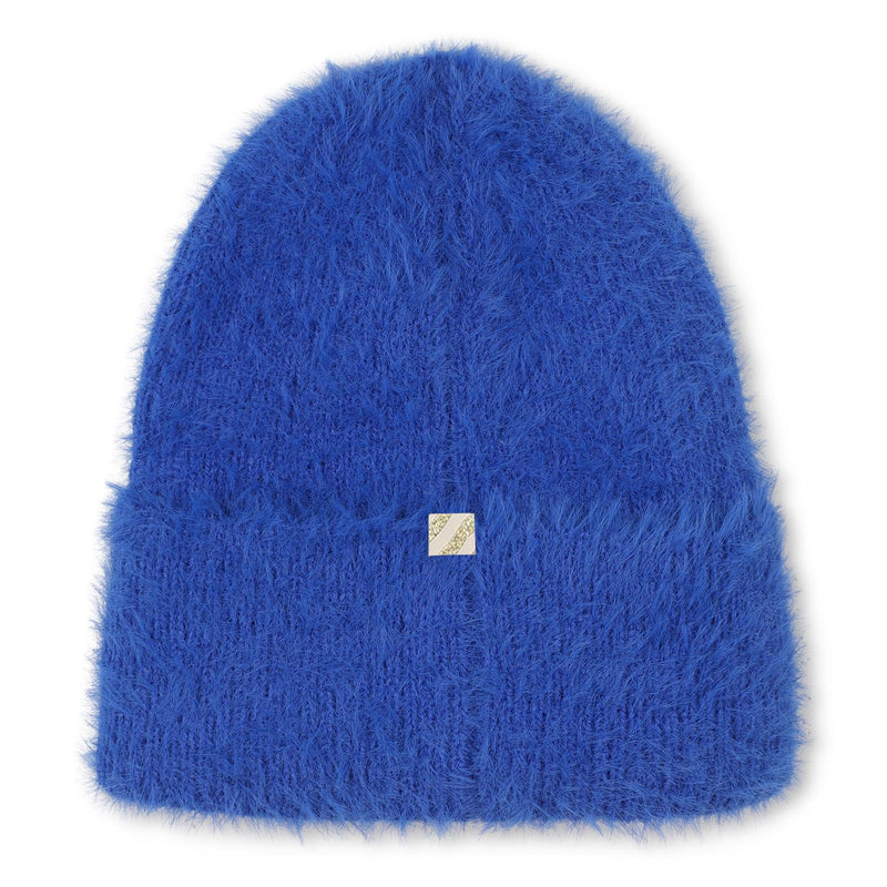 Girls Blue Faux Fur Knit Hat