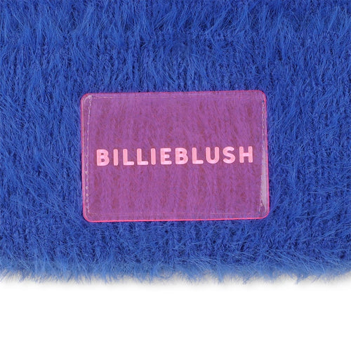 Girls Blue Faux Fur Knit Hat