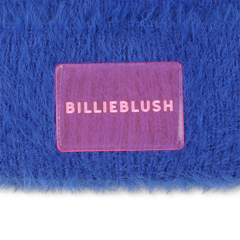 Girls Blue Faux Fur Knit Hat