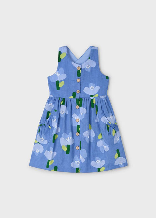 Girls Blue Floral Print Dress