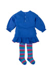 Girls Blue Heart Dress & Tights Set