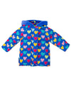 Girls Blue Heart Print Padded Coat