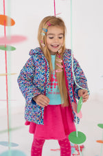 Girls Blue Heart Print Puffer Coat (Agatha Ruiz de la Prada)