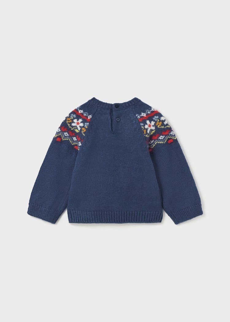 Girls Blue Knitted Fair Isle Sweater (Mayoral)