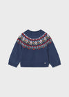 Girls Blue Knitted Fair Isle Sweater (Mayoral)