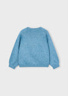 Girls Blue Knitted Jumper with Flower Appliqué
