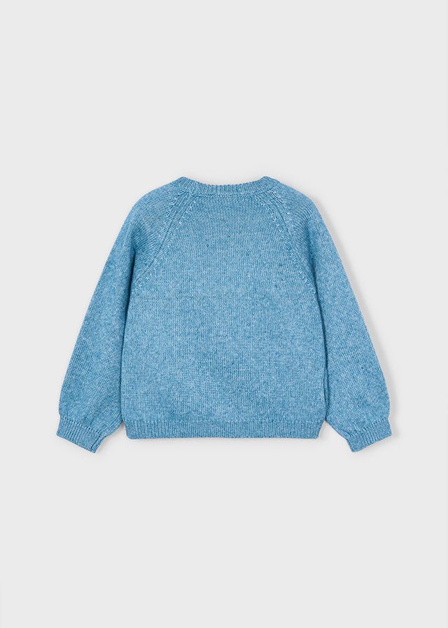 Girls Blue Knitted Jumper with Flower Appliqué
