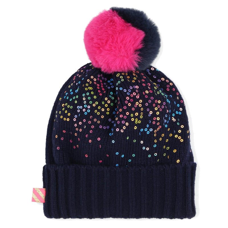 Girls Blue Knitted Pom - Pom Hat (Billieblush)