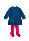 Girls Blue Marl Dress & Pink Tights Set