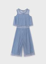 Girls' Blue Pleated Tulle Pants Set (Abel & Lula)