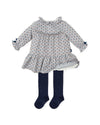 Girls Blue Printed Dress & Tights Set (Tutto Piccolo)