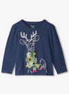 Girls Blue Reindeer Top