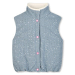 Girls Blue Sequin Puffer Gilet