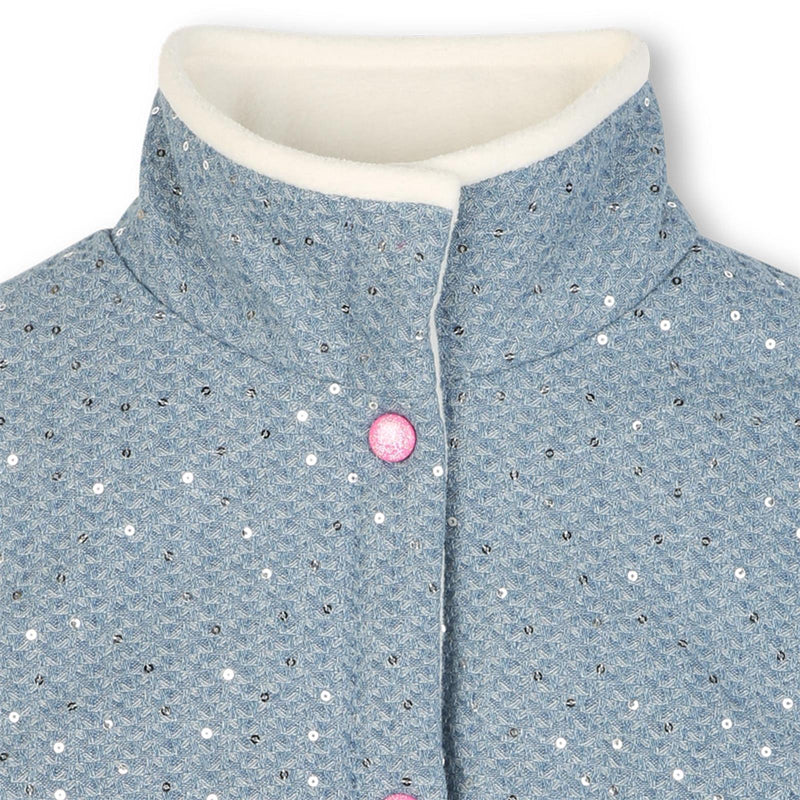 Girls Blue Sequin Puffer Gilet