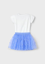 Girls Blue Tulle Skirt & T-Shirt Set