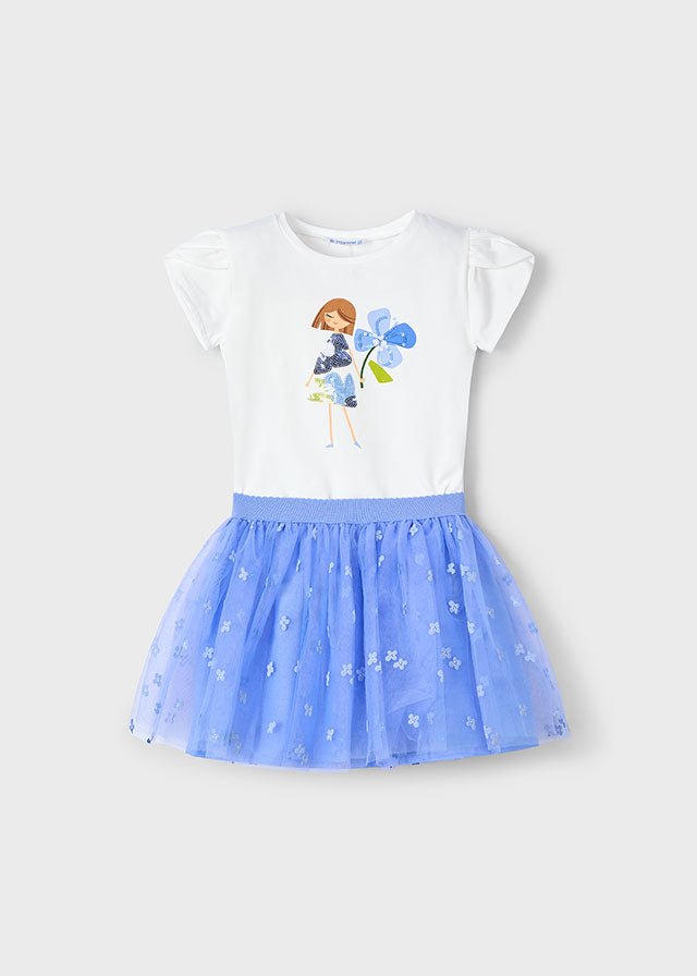 Girls Blue Tulle Skirt & T-Shirt Set