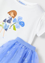 Girls Blue Tulle Skirt & T-Shirt Set