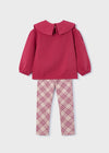 Girls Bow Pullover & Plaid Leggings Set