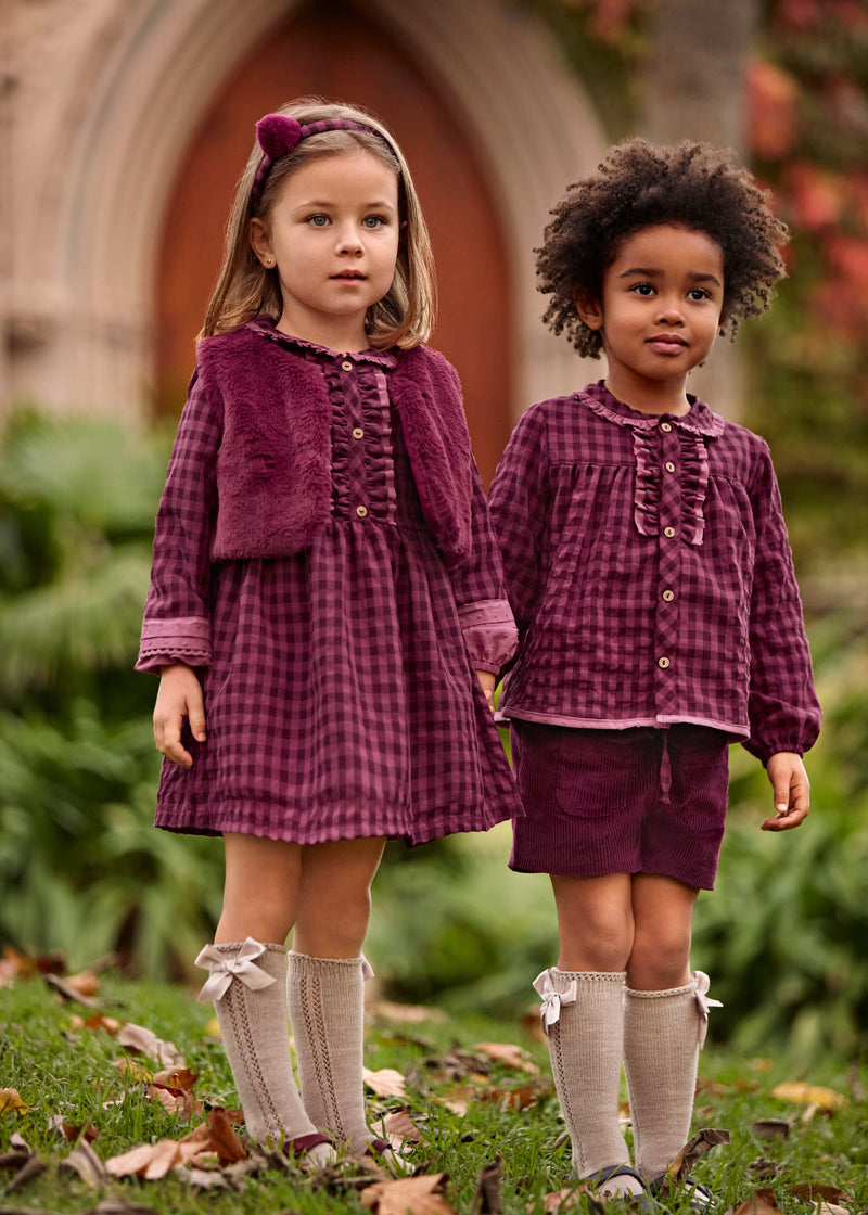 Girls Burgundy Faux Fur Vest