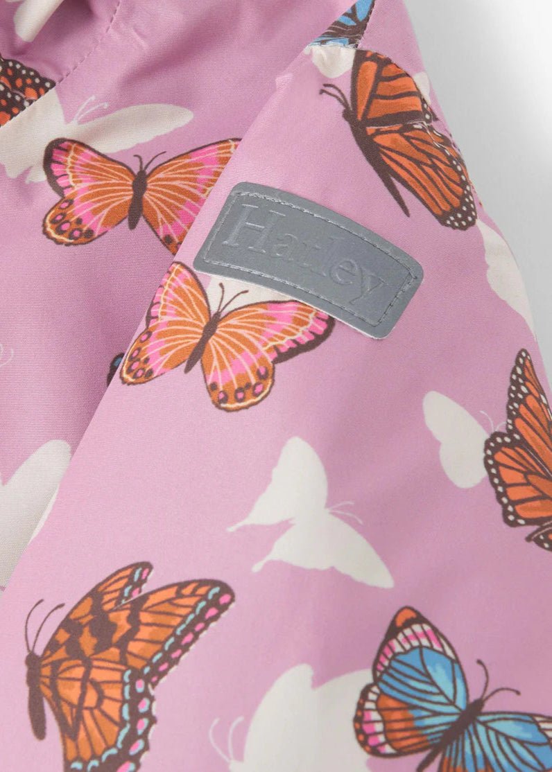 Girls Butterfly Print Waterproof Field Jacket