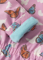 Girls Butterfly Print Waterproof Field Jacket