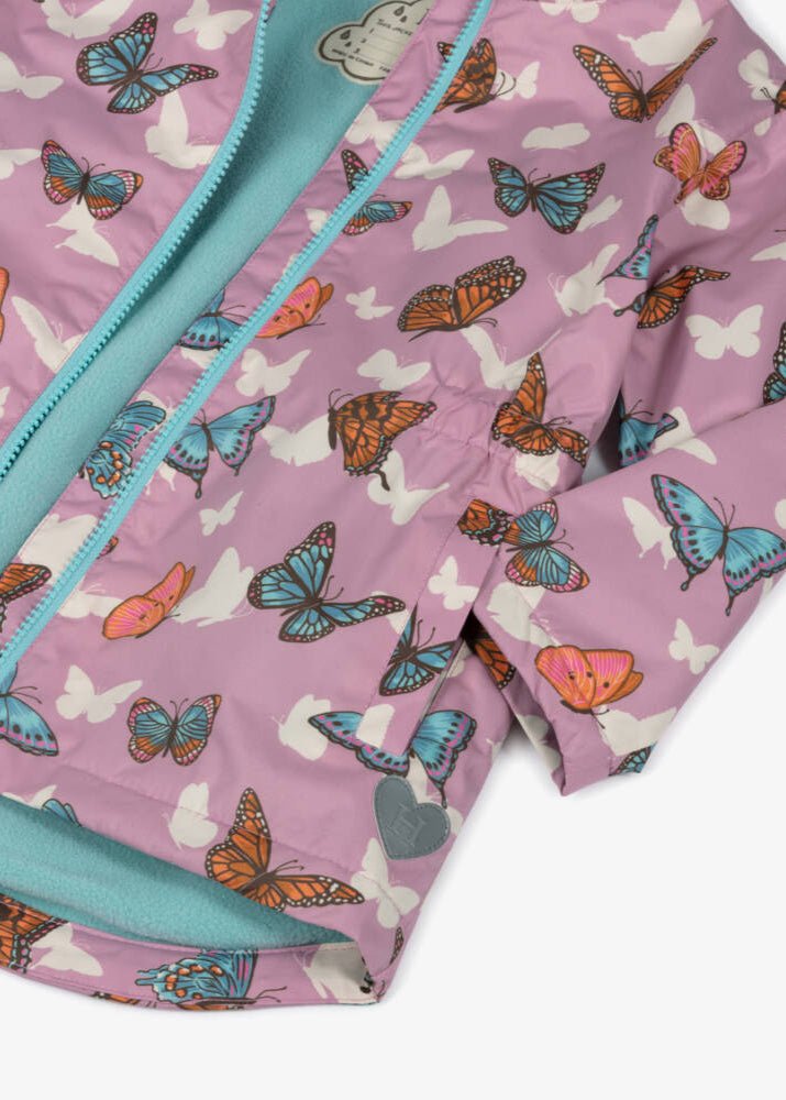 Girls Butterfly Print Waterproof Field Jacket