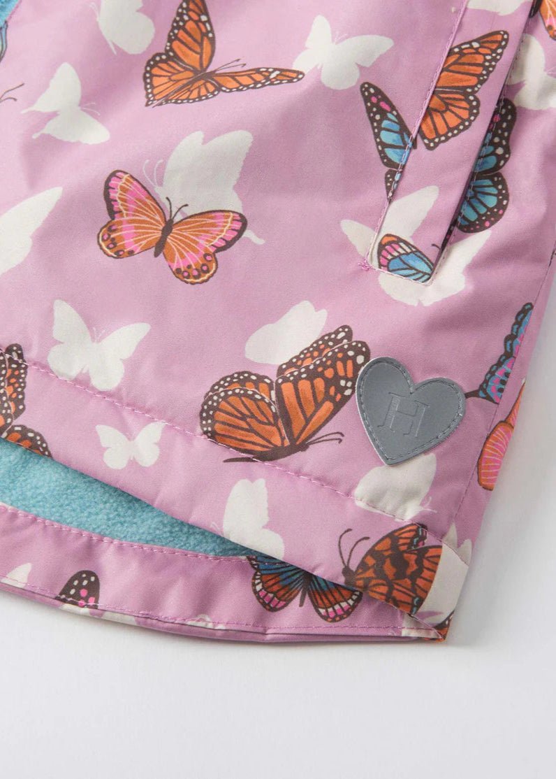 Girls Butterfly Print Waterproof Field Jacket
