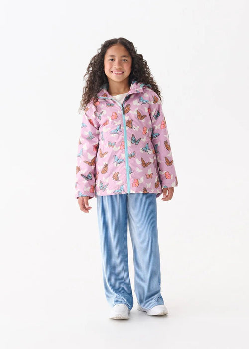 Girls Butterfly Print Waterproof Field Jacket