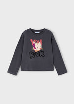 Girls Charcoal "You Rock" Long Sleeve T-Shirt