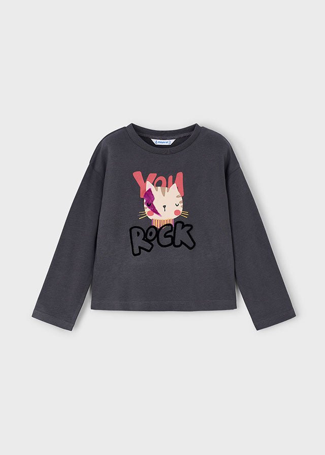 Girls Charcoal "You Rock" Long Sleeve T-Shirt