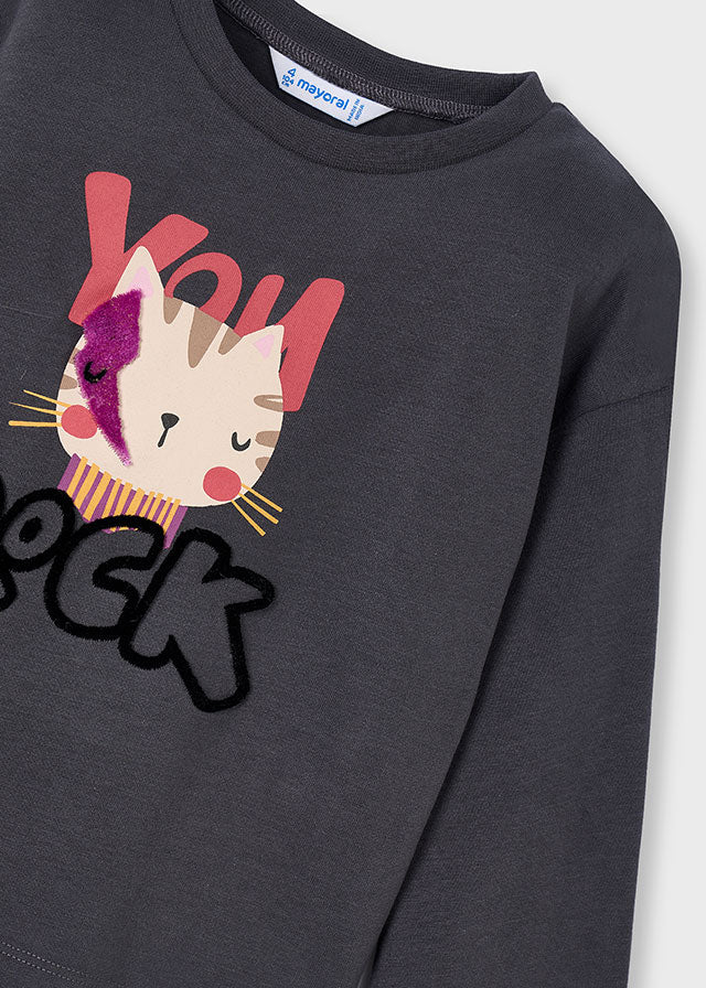 Girls Charcoal "You Rock" Long Sleeve T-Shirt