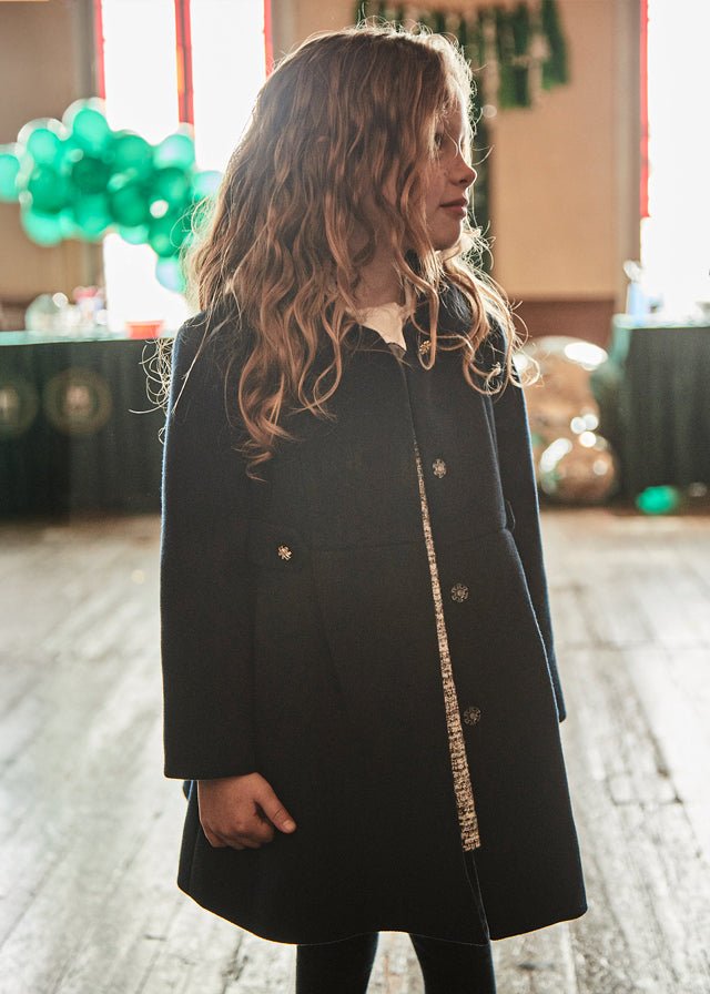 Girls Classic Navy Wool Blend Coat