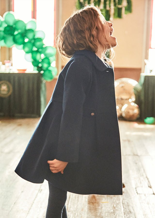 Girls Classic Navy Wool Blend Coat