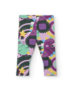 Girls' Colorful Dino Print Plush Leggings (Tuc Tuc)