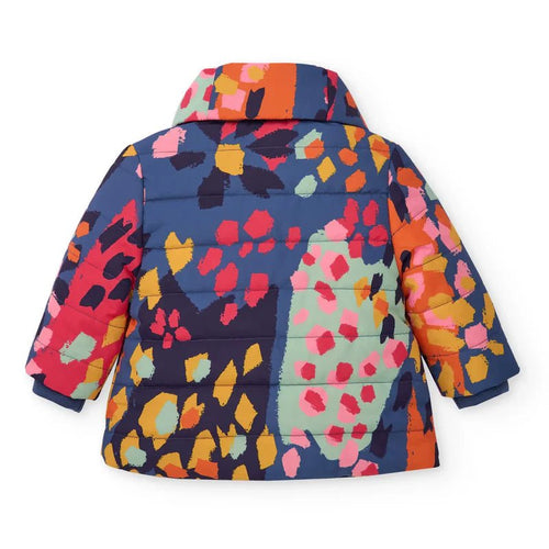 Girls Colorful Padded Coat with Heart Pockets