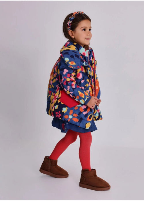 Girls Colorful Padded Coat with Heart Pockets