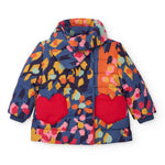 Girls Colorful Padded Coat with Heart Pockets
