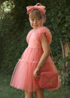 Girls' Coral Tulle Dress (Abel & Lula)