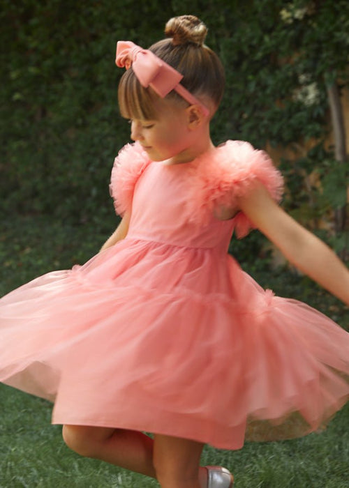 Girls' Coral Tulle Dress (Abel & Lula)