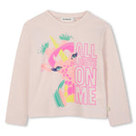 Girls Cream Long Sleeve Giraffe Print Top