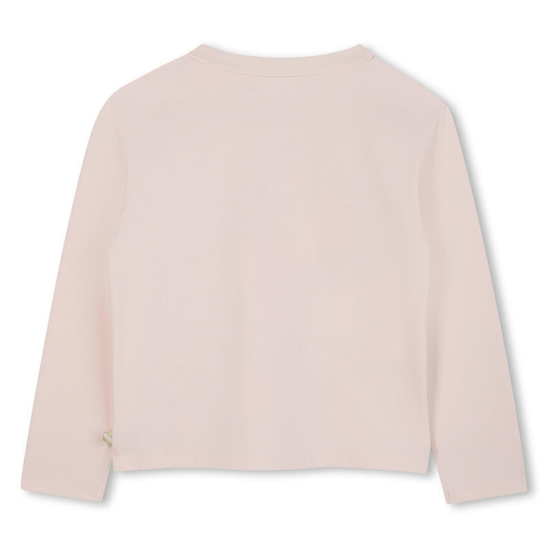 Girls Cream Long Sleeve Giraffe Print Top